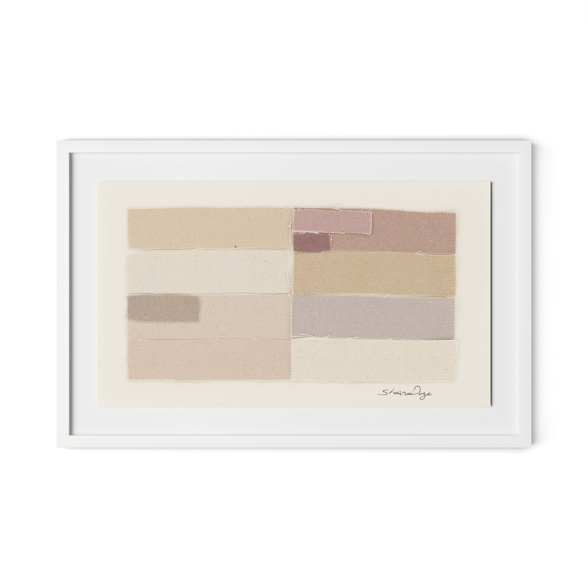 Stacked Neutrals Framed Paper / 32 x 20.5 in / White