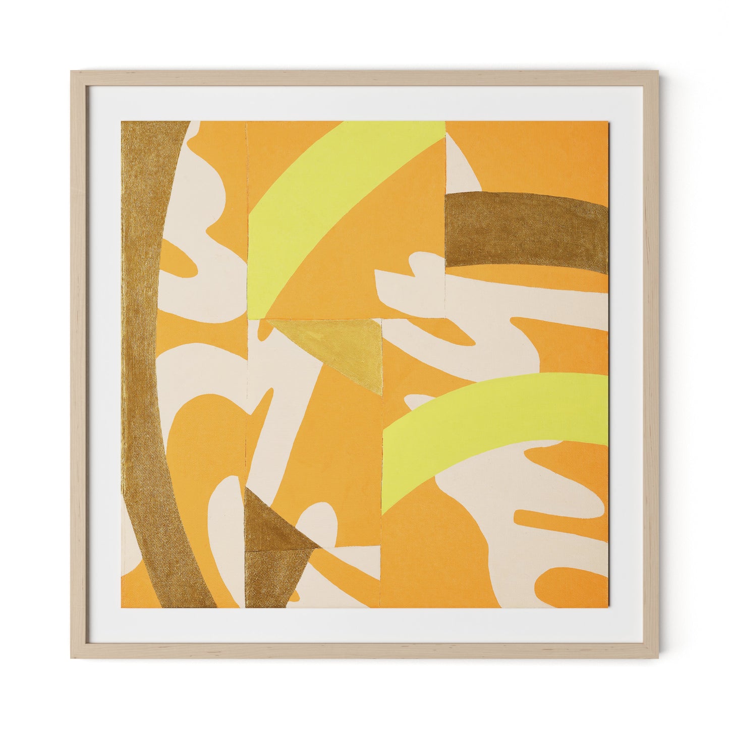 Stay Bright Framed Paper / 32 x 32 in / Natural Maple