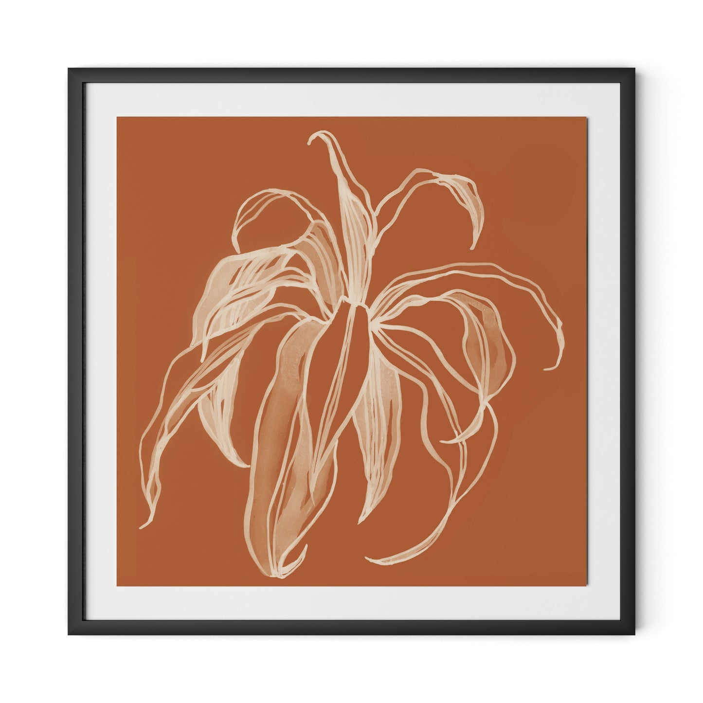 Dracaena Terracotta Framed Paper / 32 x 32 in / Black