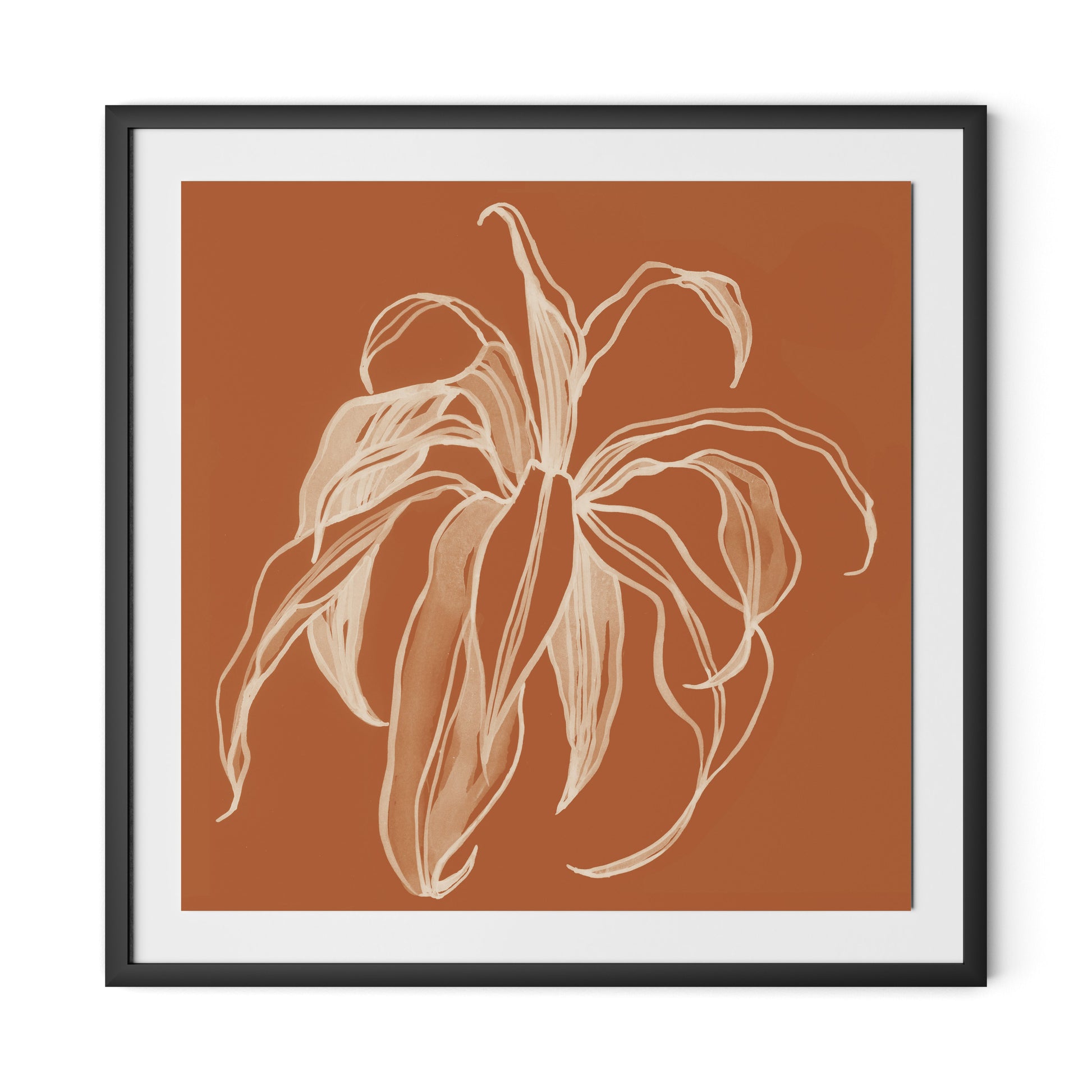 Dracaena Terracotta Framed Paper / 32 x 32 in / Black