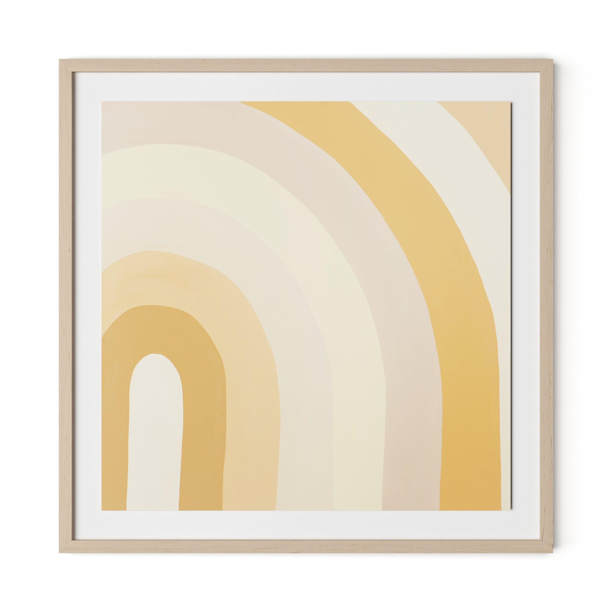Apricot Cake Stripes Framed Paper / 32 x 32 in / Natural Maple