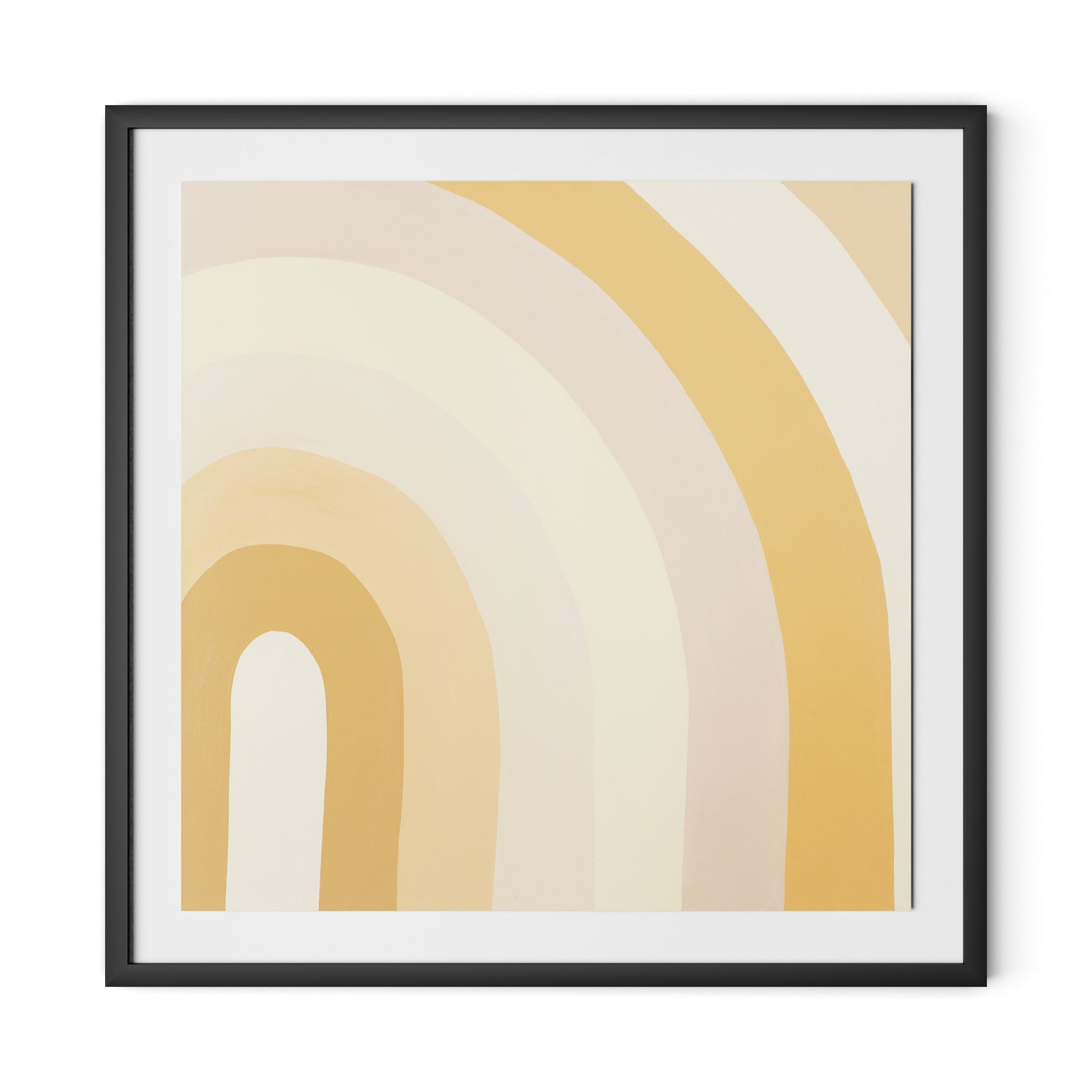 Apricot Cake Stripes Framed Paper / 32 x 32 in / Black