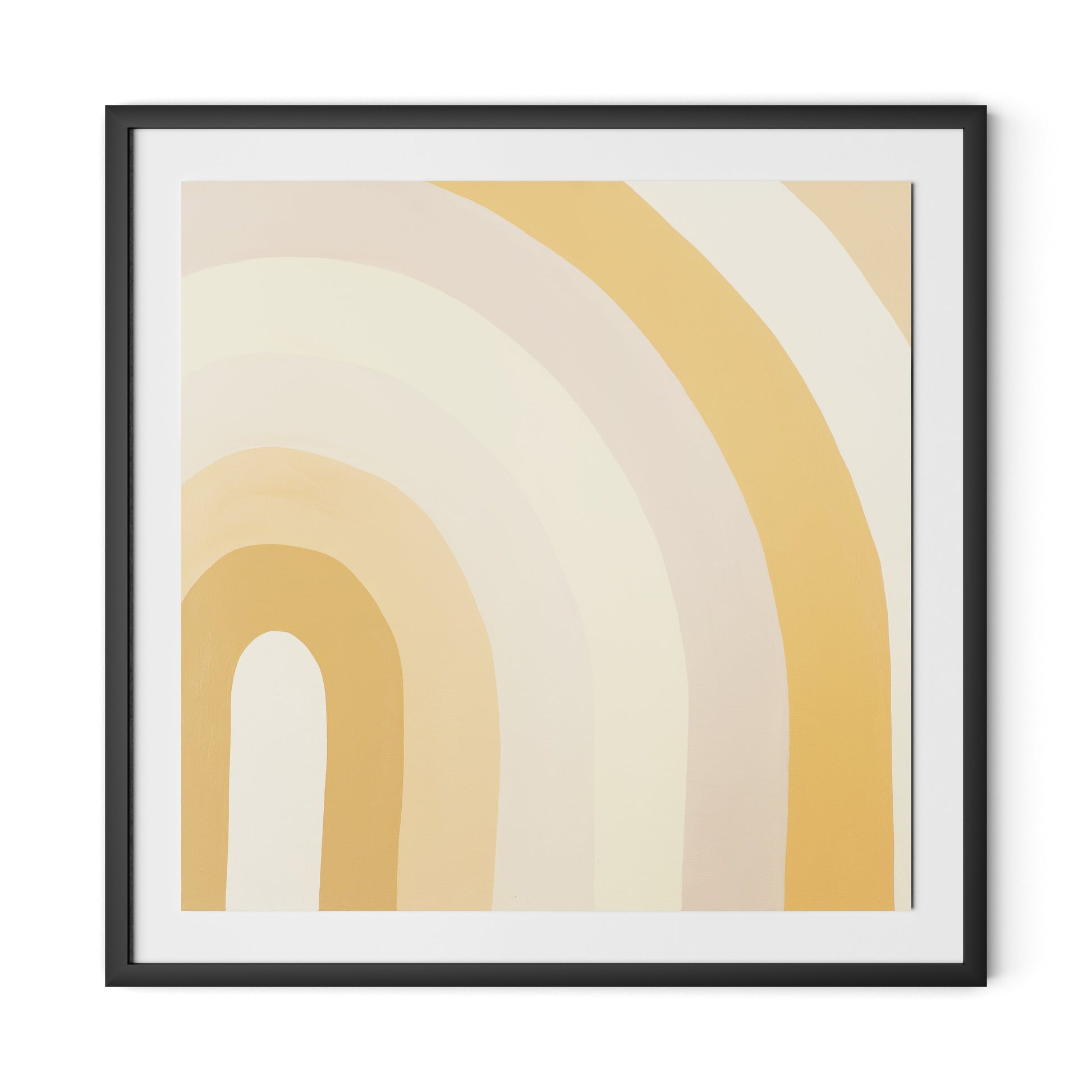 Apricot Cake Stripes Framed Paper / 32 x 32 in / Black