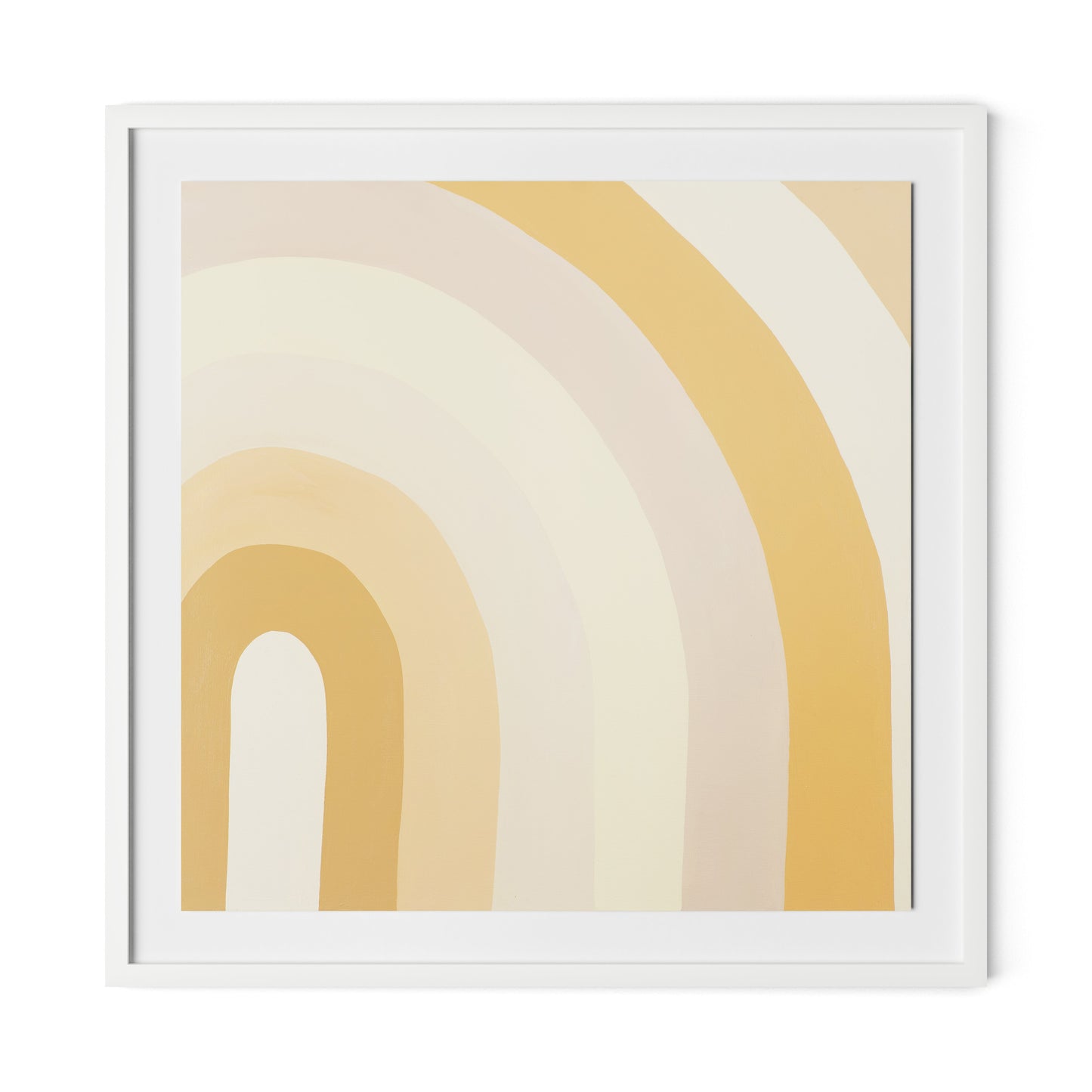 Apricot Cake Stripes Framed Paper / 32 x 32 in / White