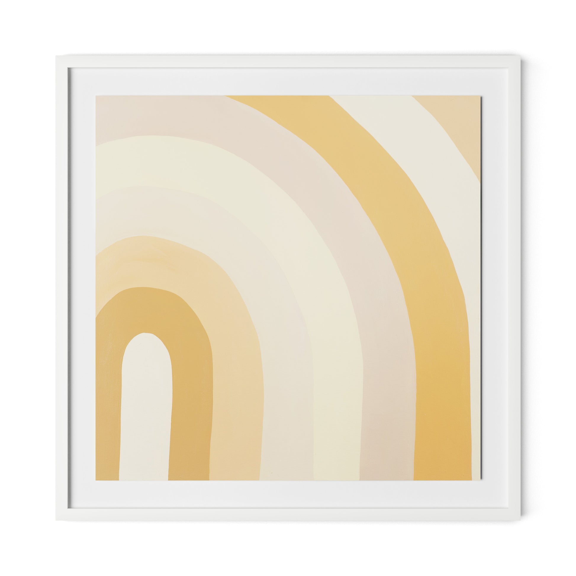 Apricot Cake Stripes Framed Paper / 32 x 32 in / White