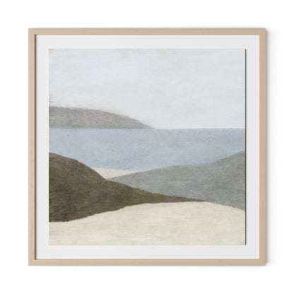 Peaceful Beach Framed Paper / 32 x 32 in / Natural Maple