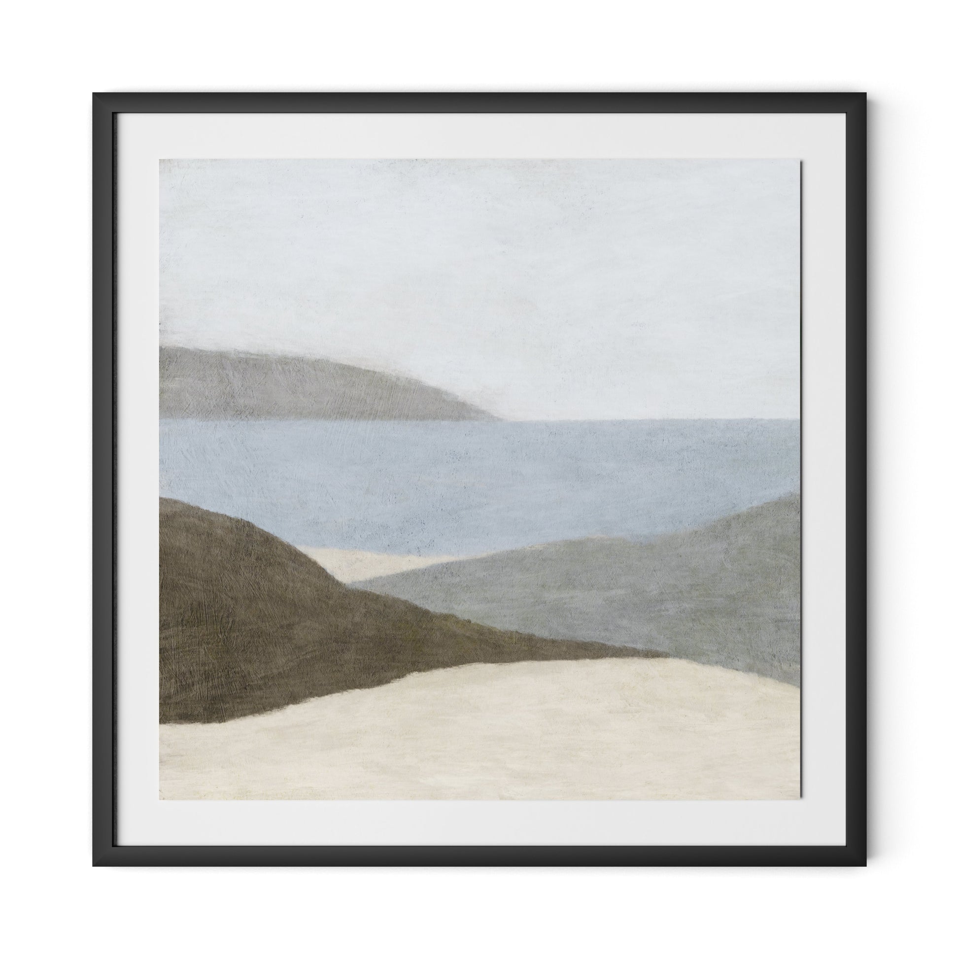 Peaceful Beach Framed Paper / 32 x 32 in / Black