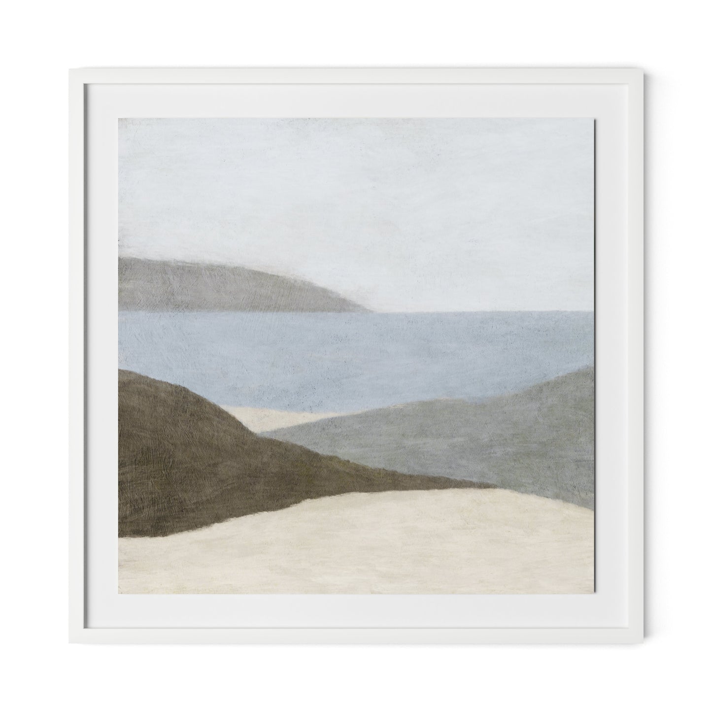 Peaceful Beach Framed Paper / 32 x 32 in / White