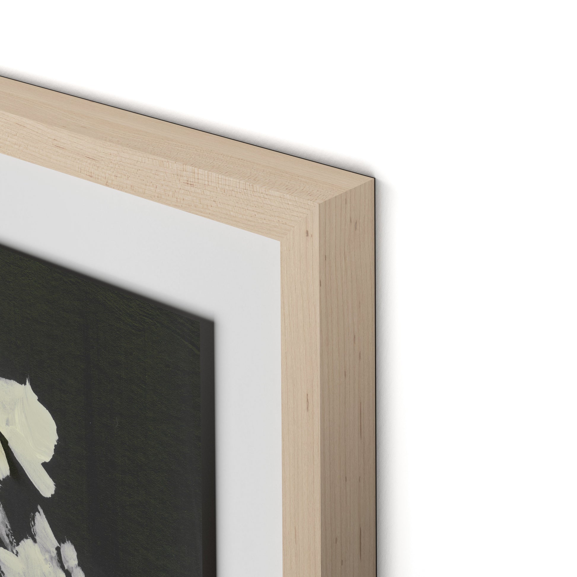 White Blooms Framed Paper / 32 x 32 in / Natural Maple