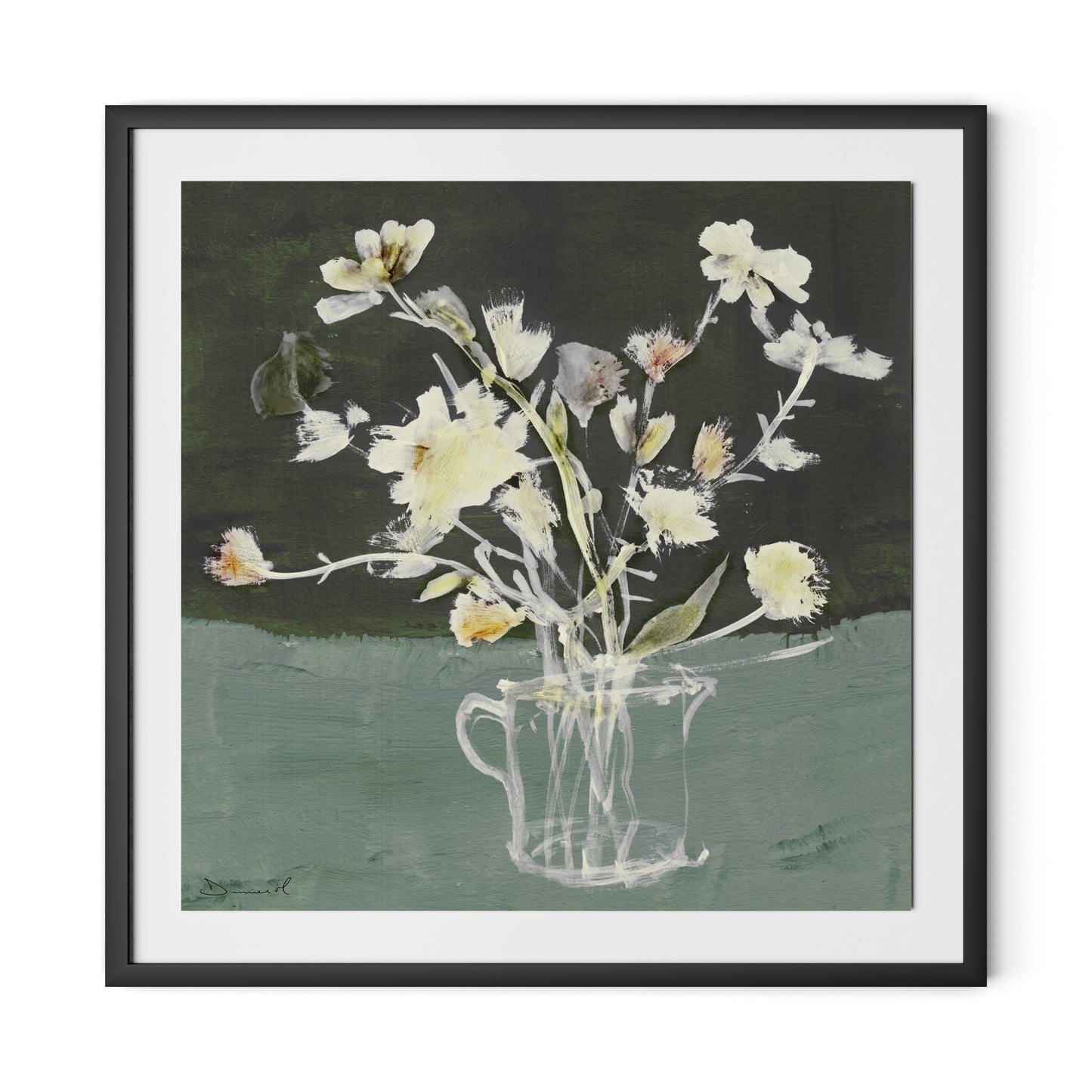 White Blooms Framed Paper / 32 x 32 in / Black