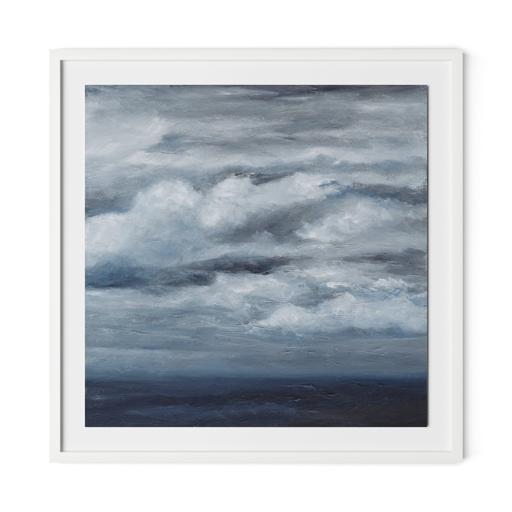 Open Seas Framed Paper / 32 x 32 in / White