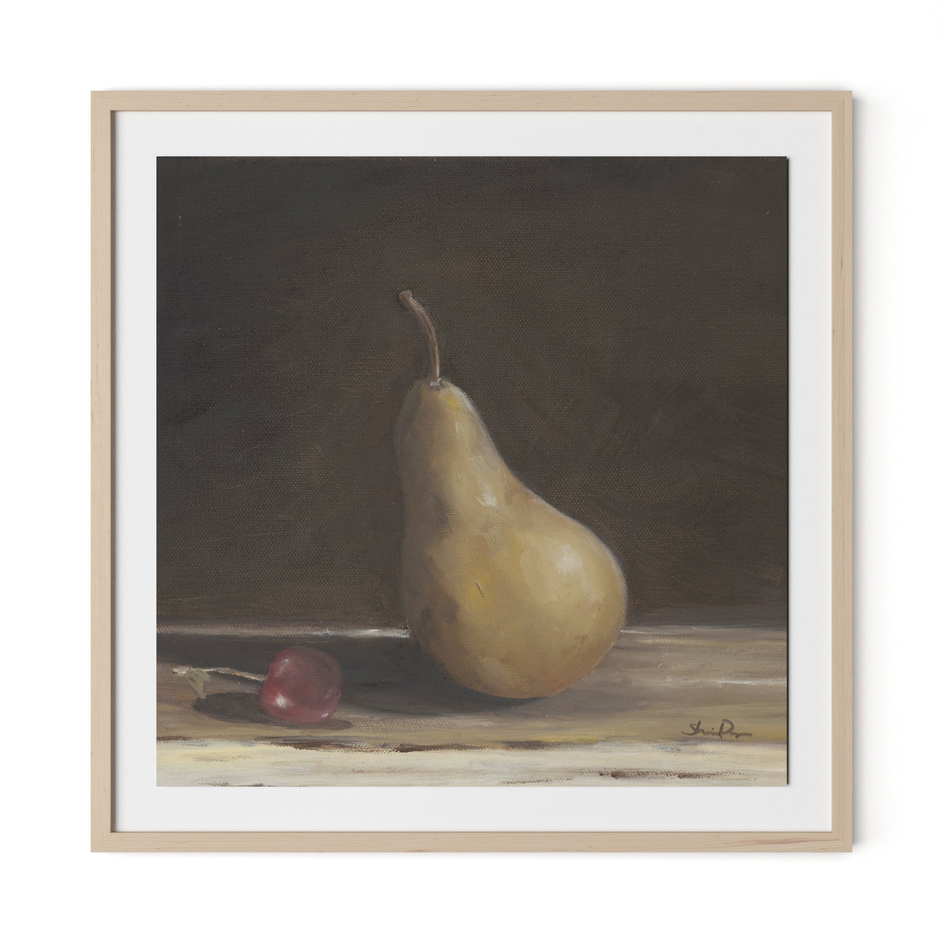 Pear I Framed Paper / 32 x 32 in / Natural Maple