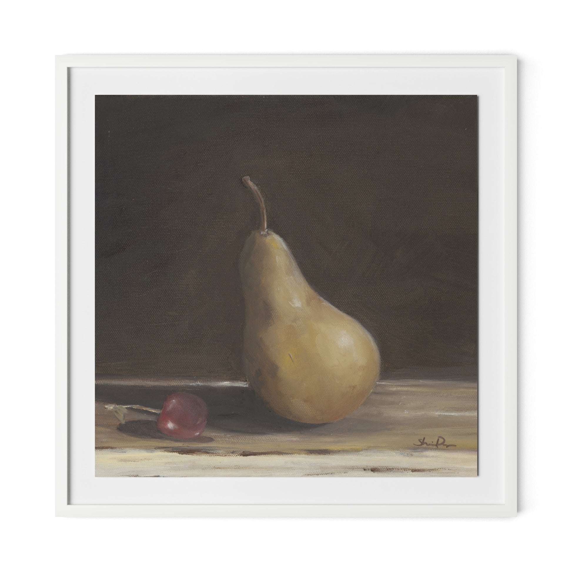 Pear I Framed Paper / 32 x 32 in / White