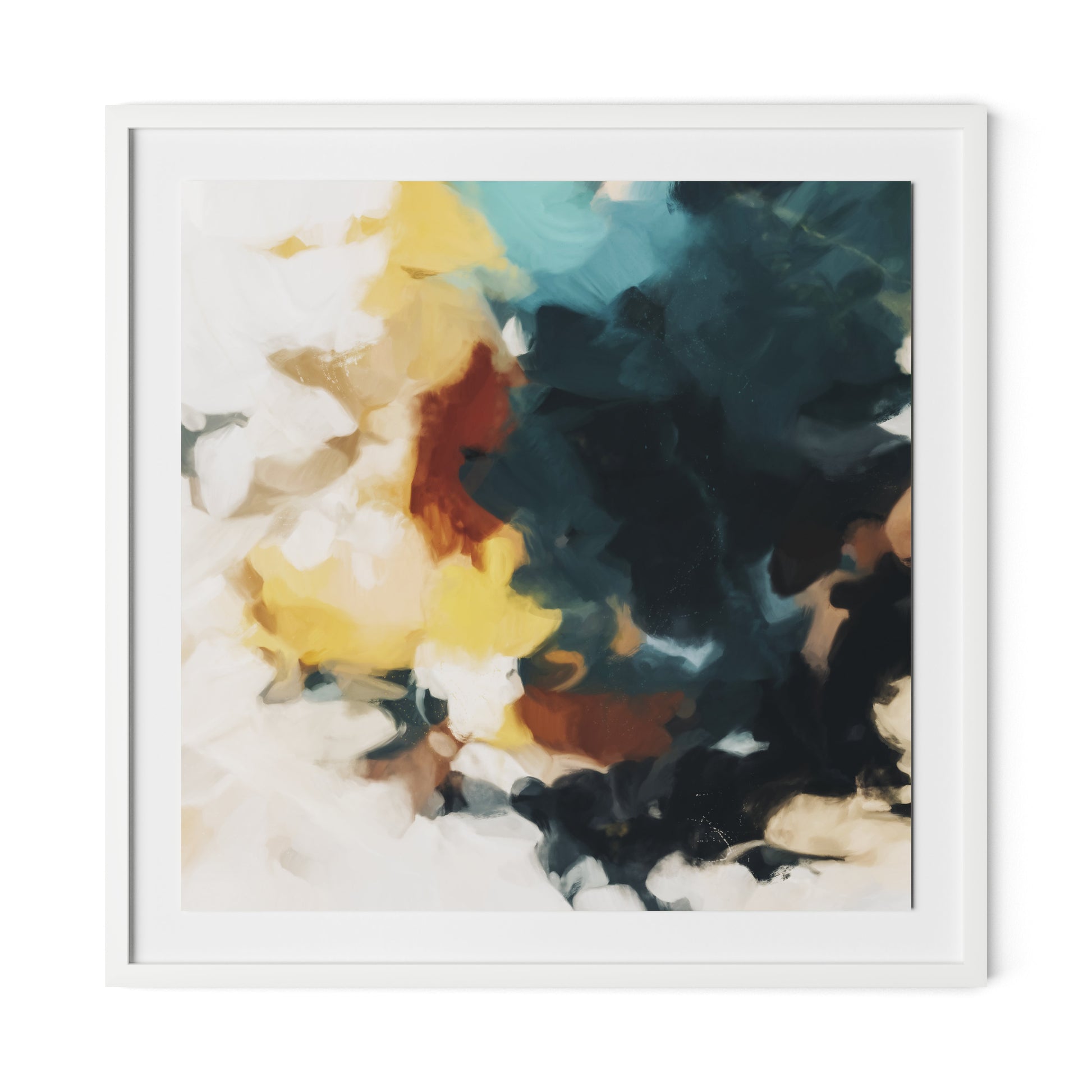 Geo Framed Paper / 32 x 32 in / White