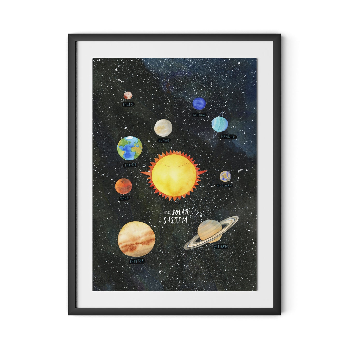 Solar System Framed Paper / 24 x 32 in / Black