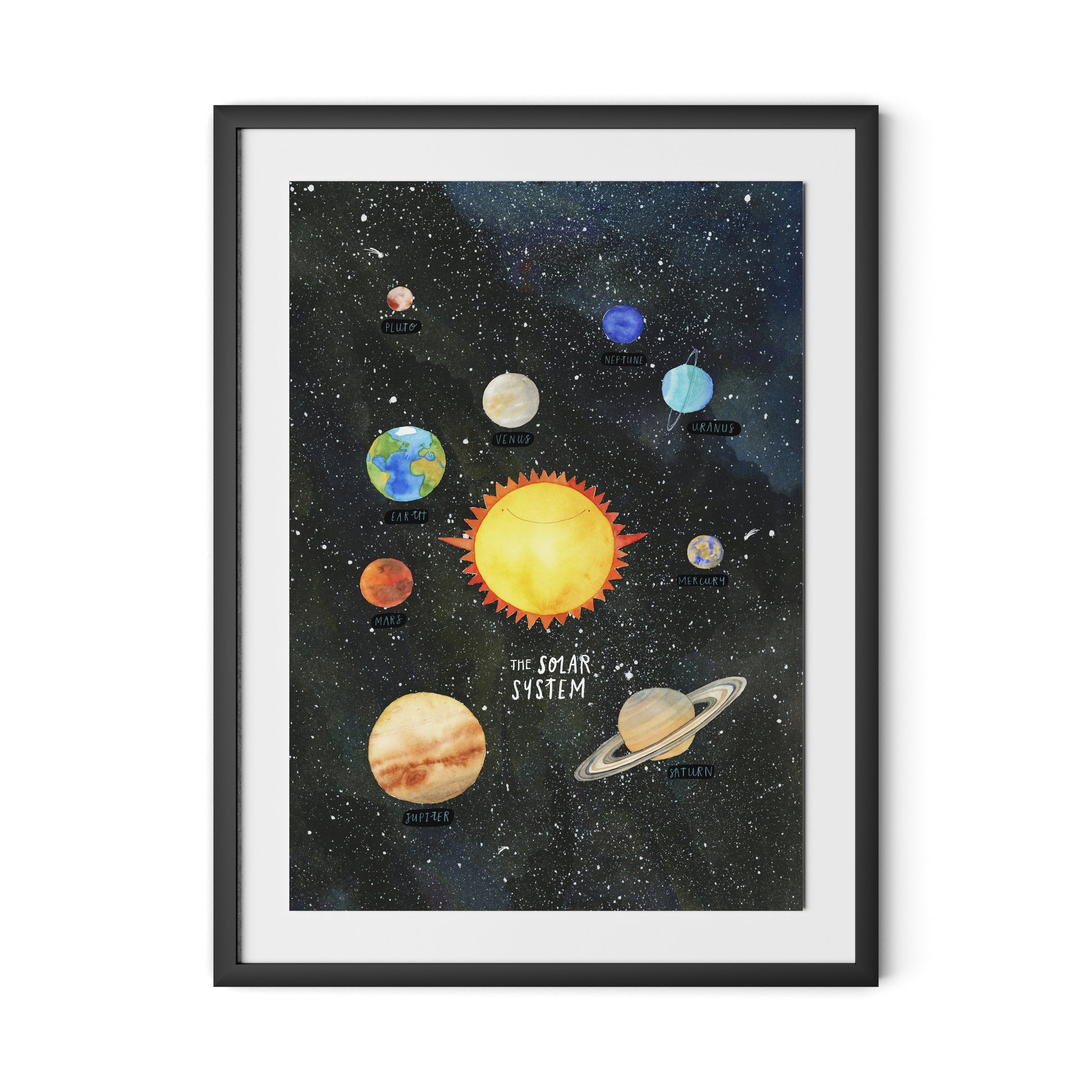 Solar System Framed Paper / 24 x 32 in / Black