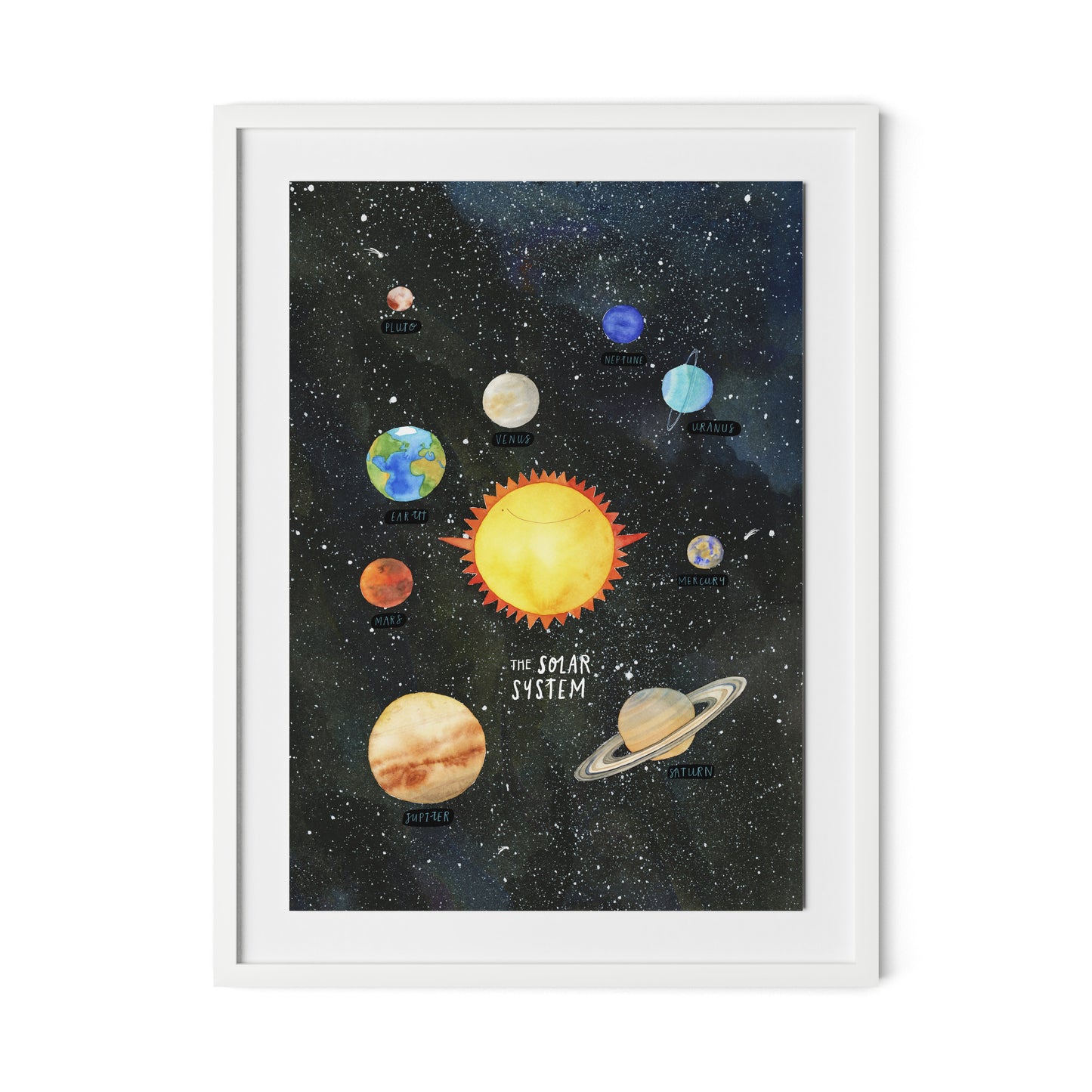 Solar System Framed Paper / 24 x 32 in / White