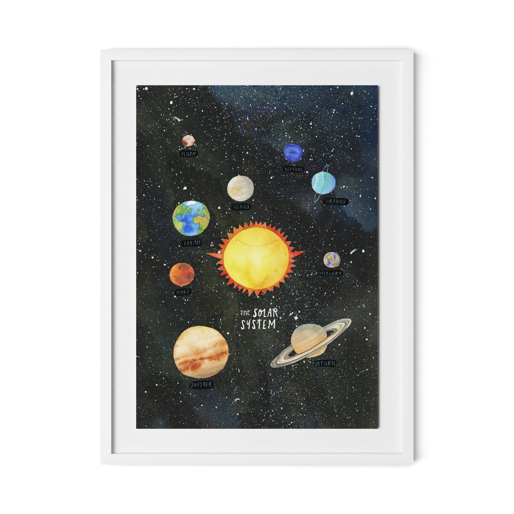 Solar System Framed Paper / 24 x 32 in / White