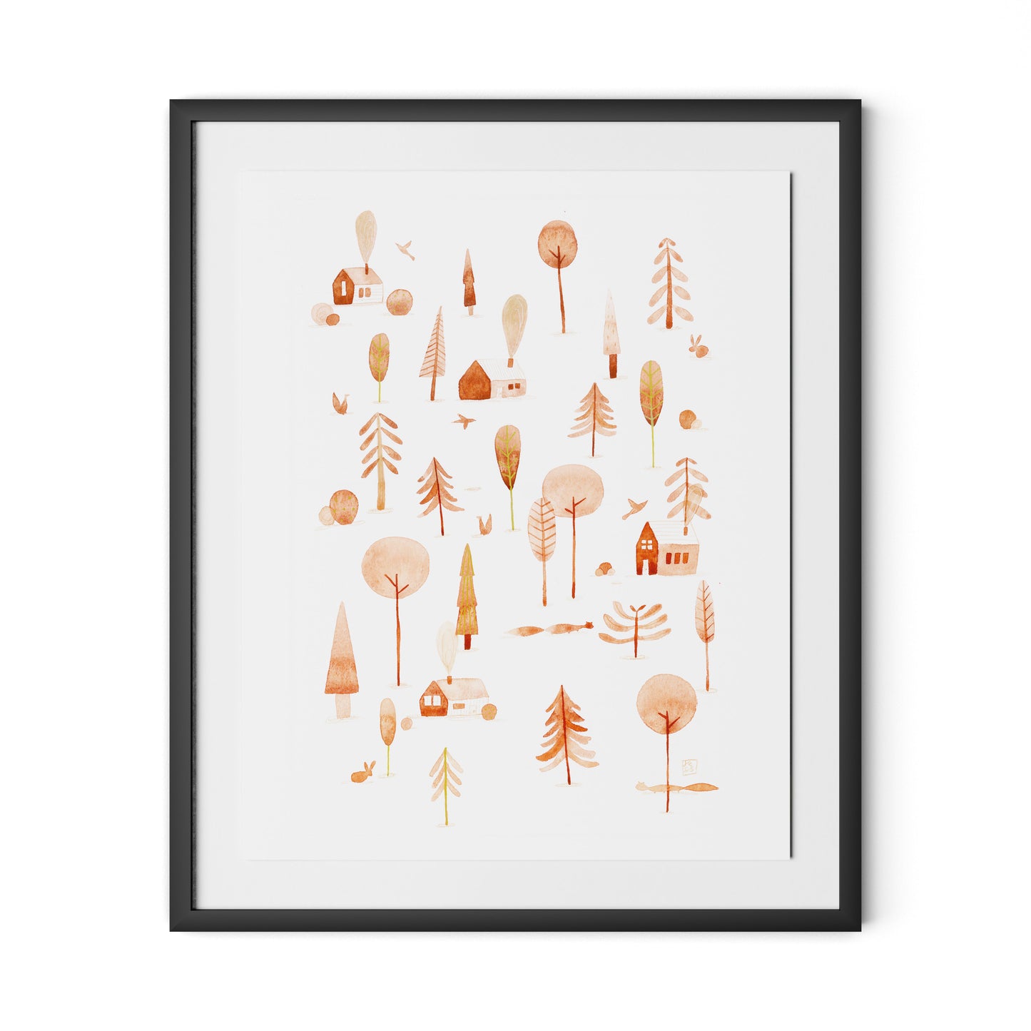 Cozy Forest Framed Paper / 26.5 x 32 in / Black