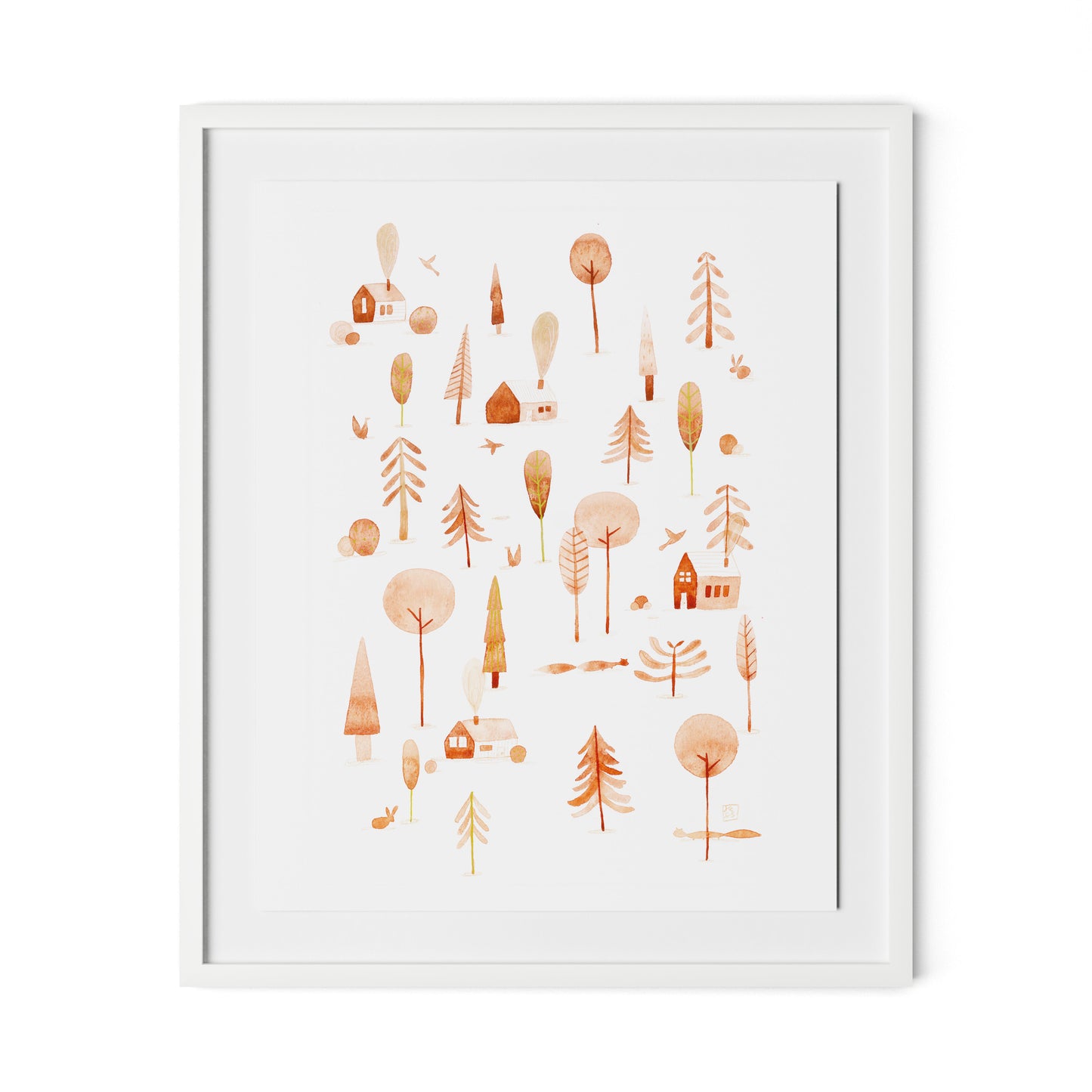 Cozy Forest Framed Paper / 26.5 x 32 in / White