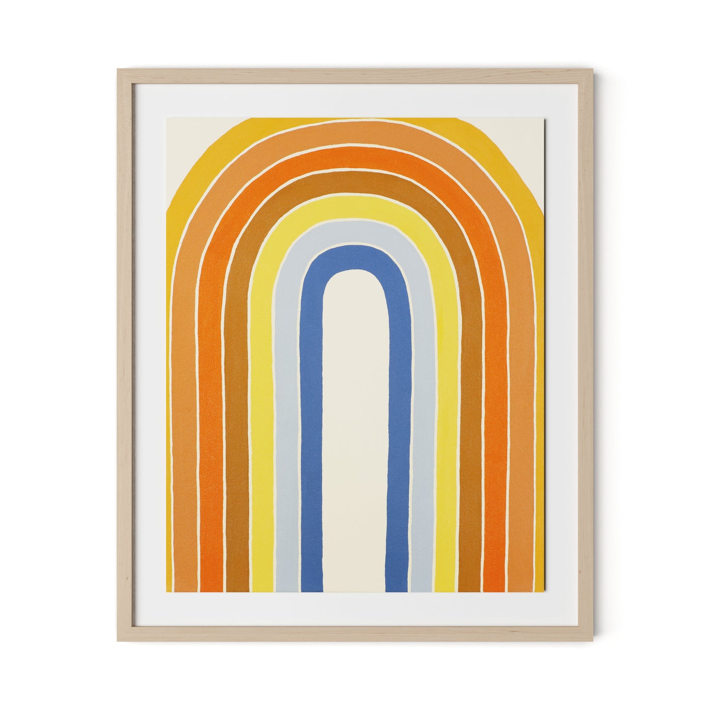 Vintage Rainbow Framed Paper / 26.5 x 32 in / Natural Maple