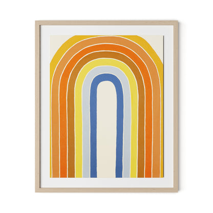 Vintage Rainbow Framed Paper / 26.5 x 32 in / Natural Maple