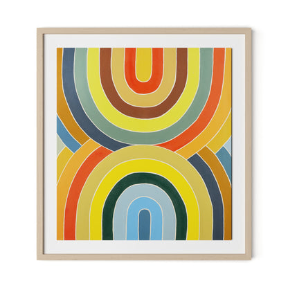 Overlapping Arcs Framed Paper / 29.5 x 32 in / Natural Maple