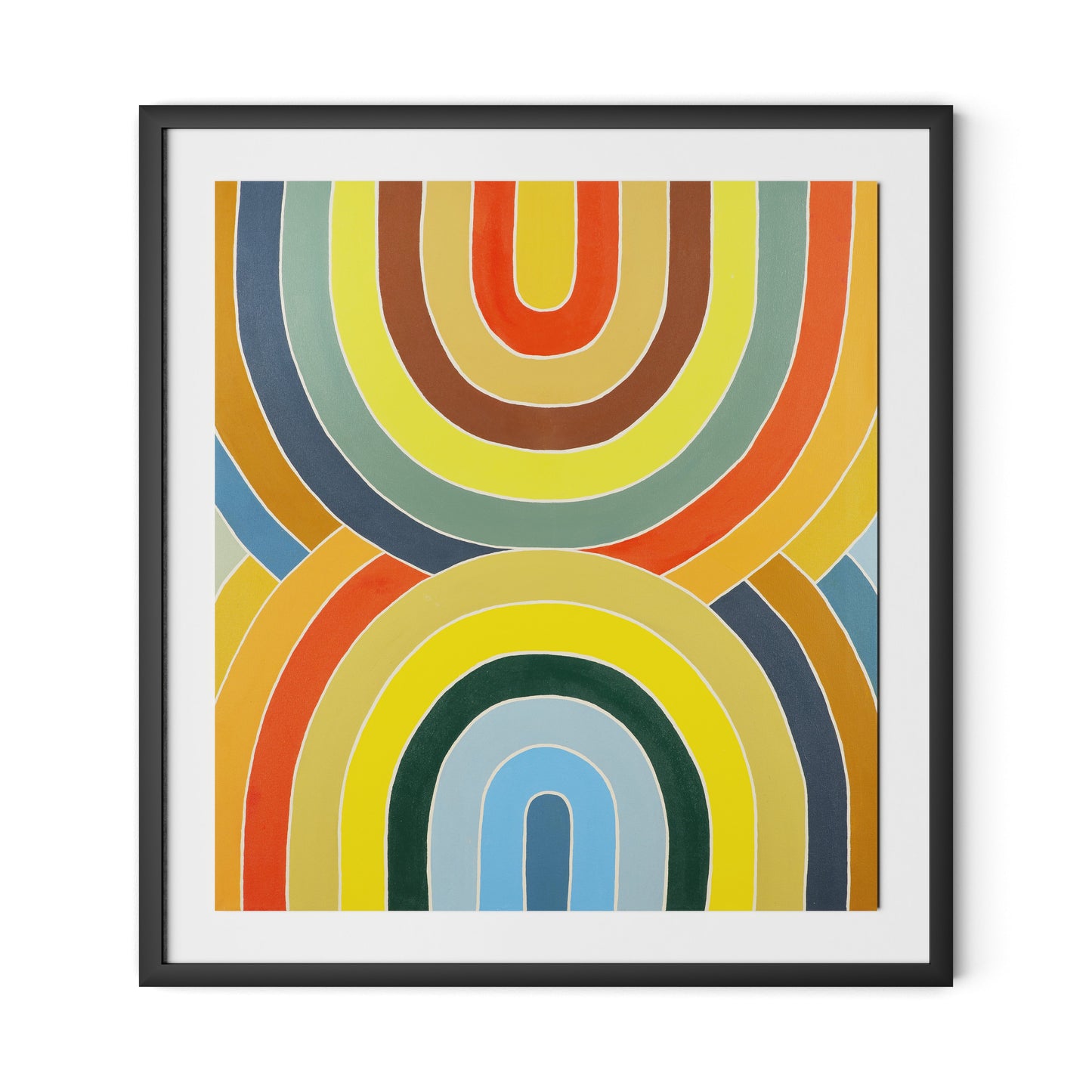 Overlapping Arcs Framed Paper / 29.5 x 32 in / Black