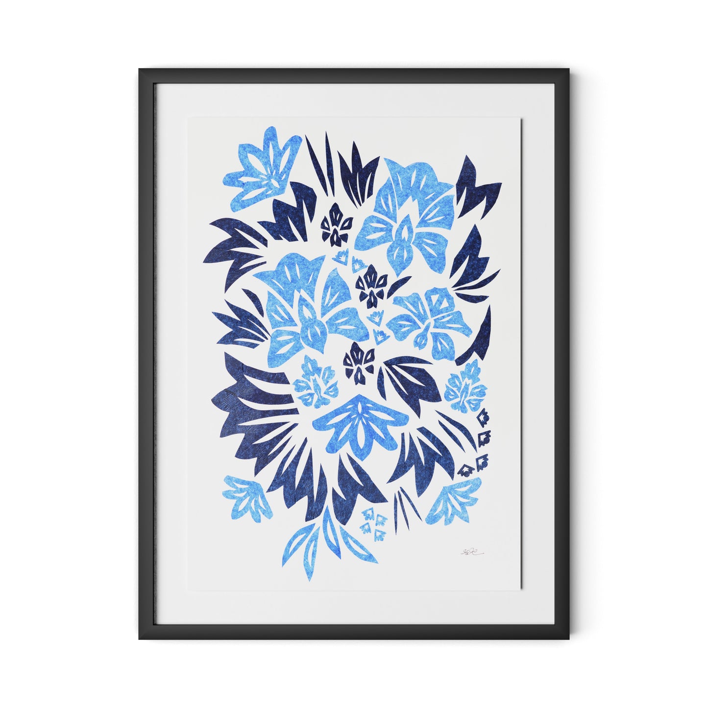 Blue Burst Framed Paper / 24 x 32 in / Black