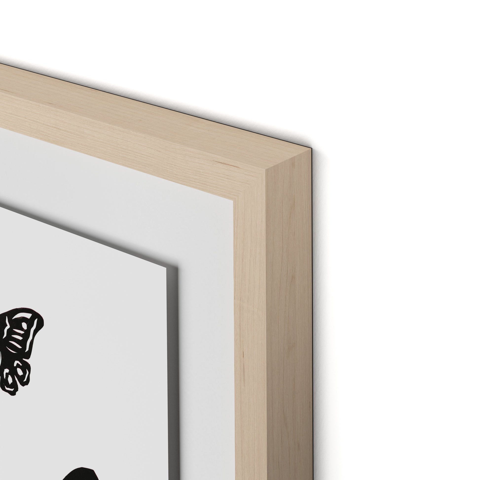 Black Moths Framed Paper / 24 x 32 in / Natural Maple