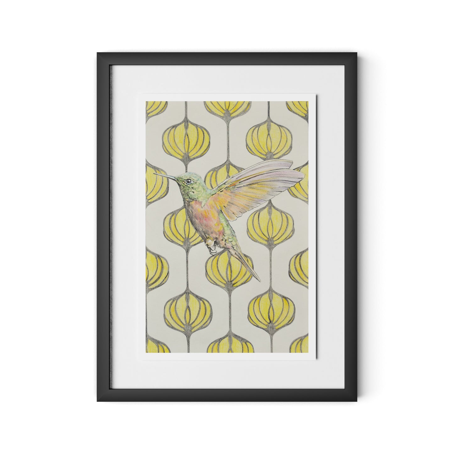 Amazilia Lanterns Framed Paper / 18 x 24 in / Black