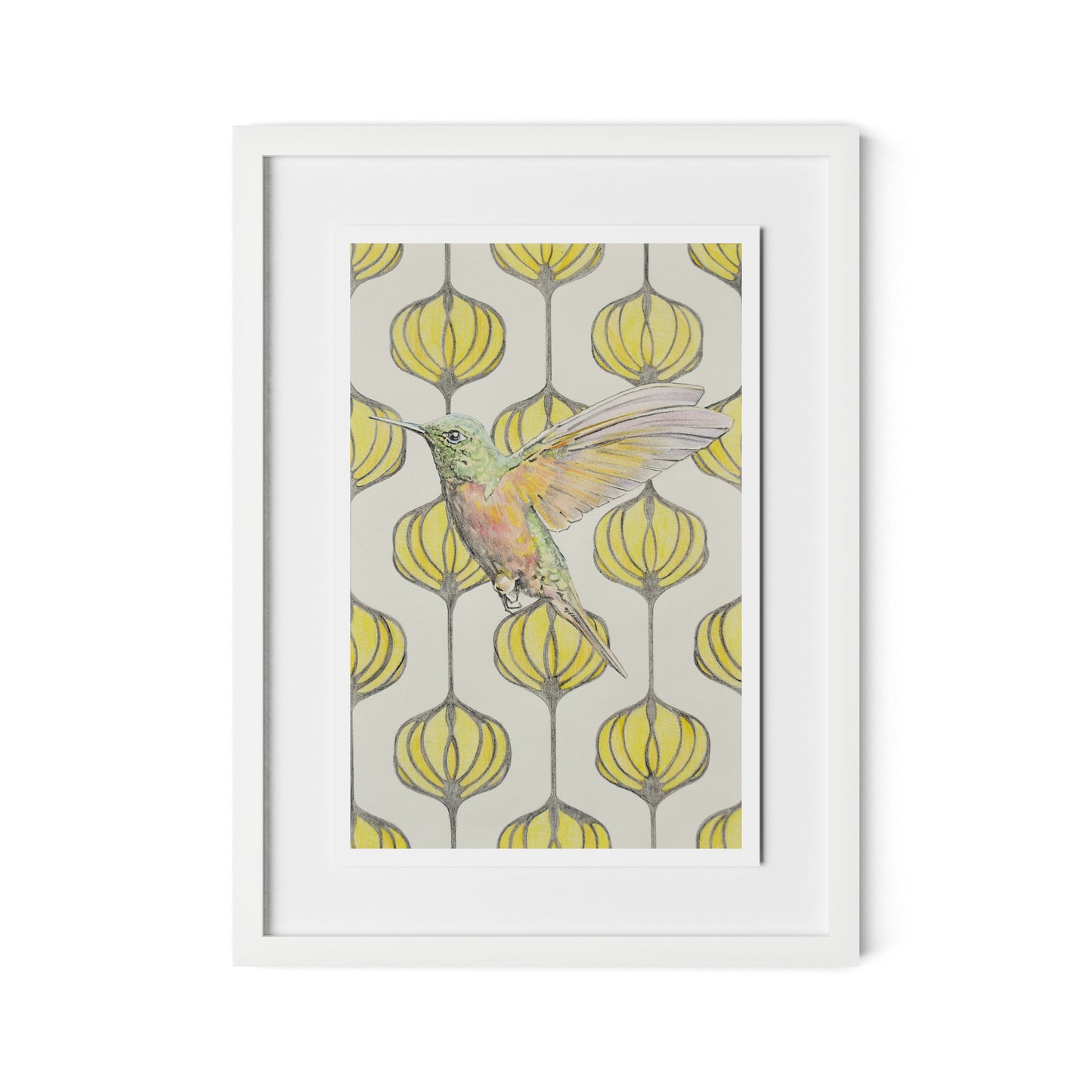 Amazilia Lanterns Framed Paper / 18 x 24 in / White