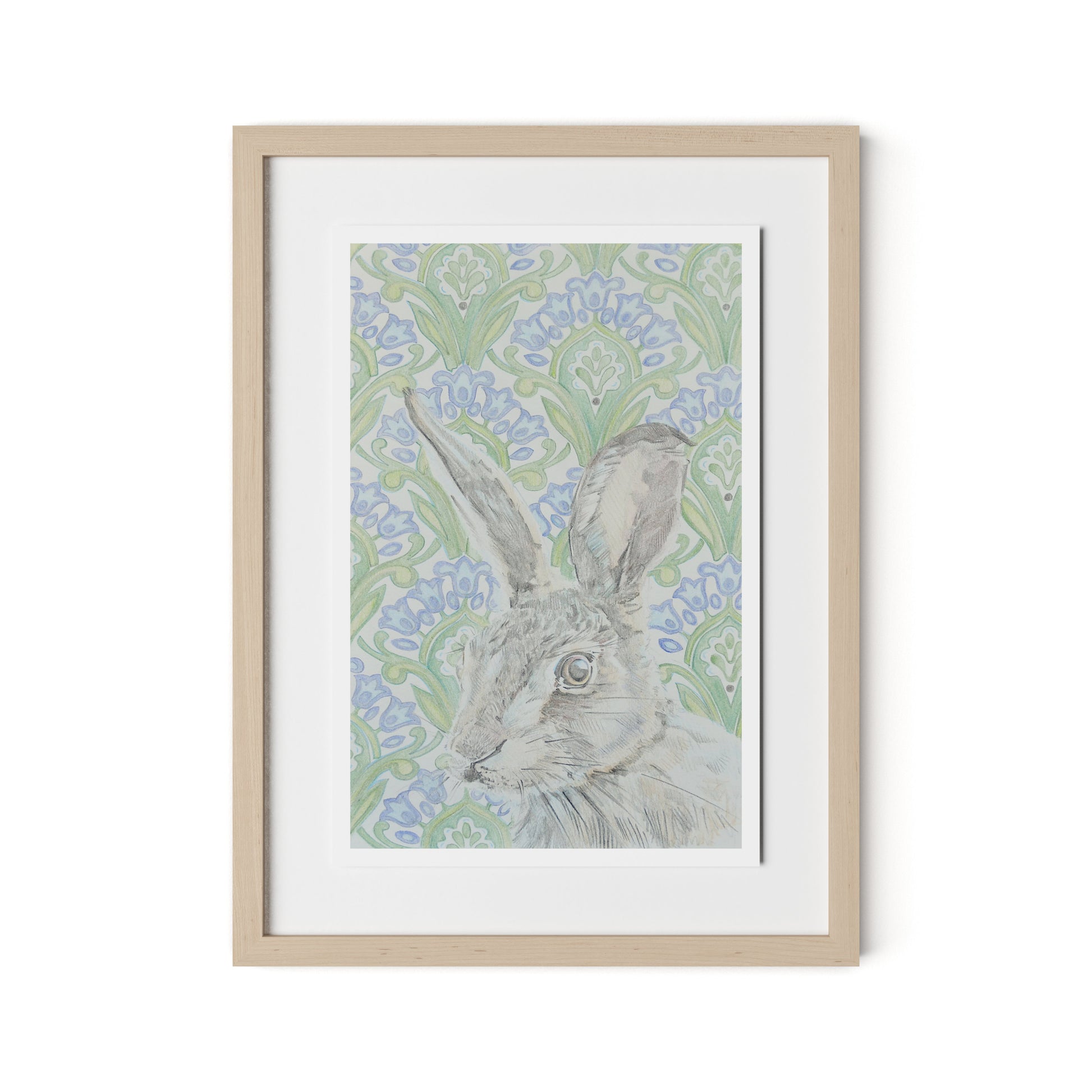 Here Hare Here Framed Paper / 18 x 24 in / Natural Maple