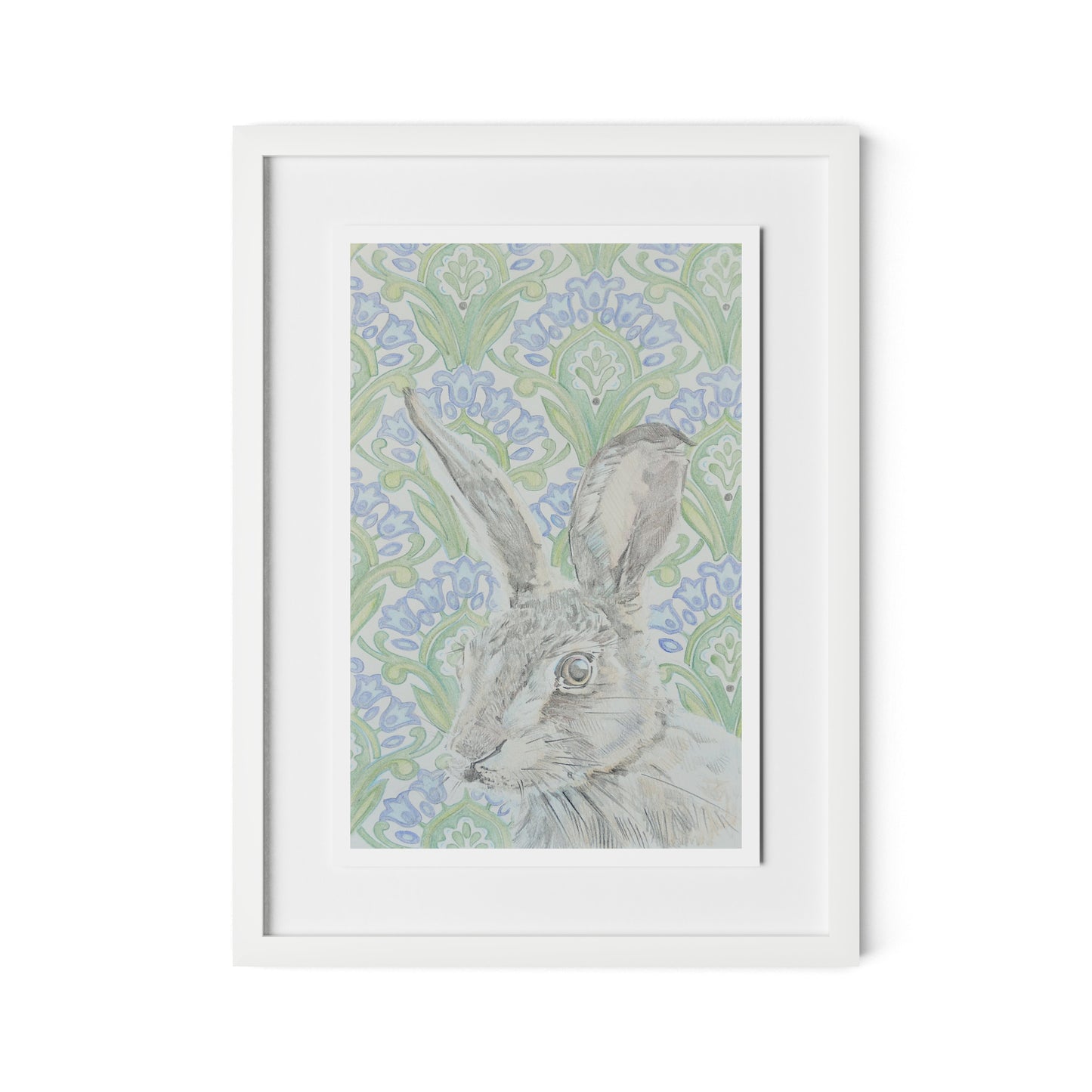 Here Hare Here Framed Paper / 18 x 24 in / White