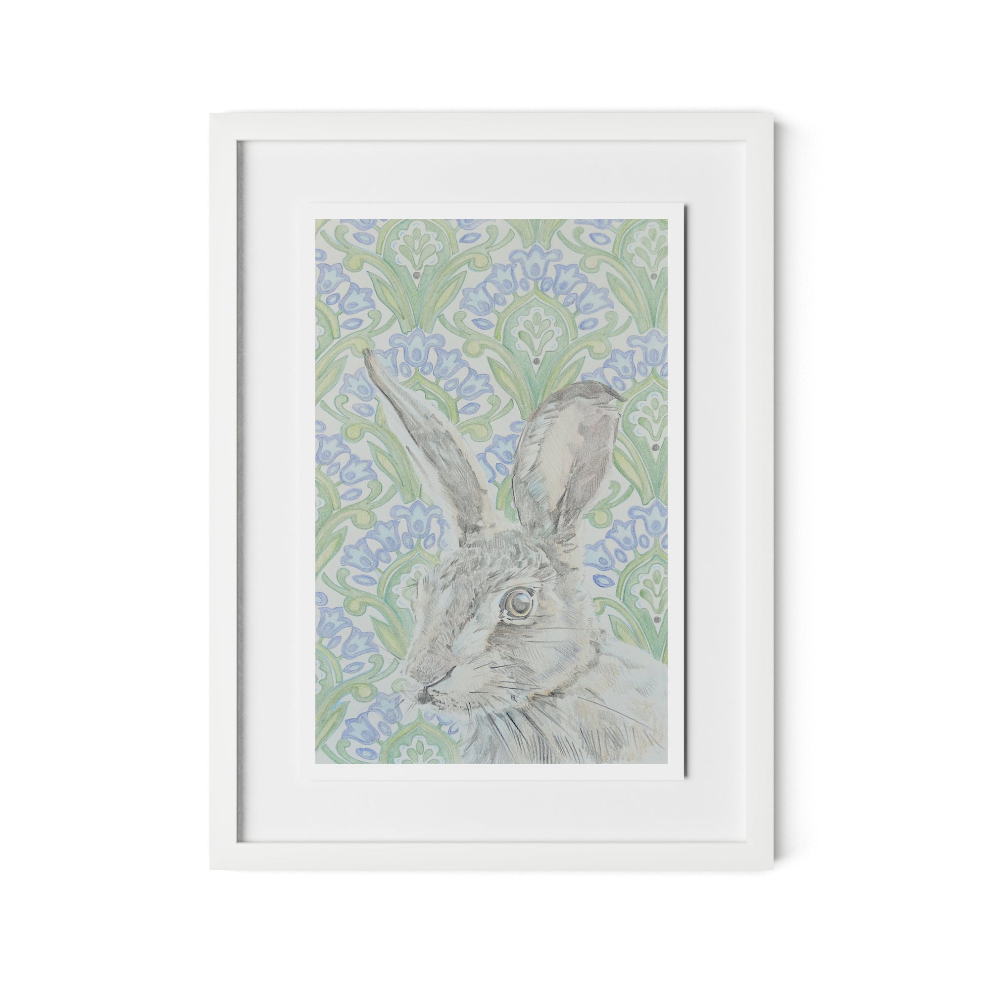 Here Hare Here Framed Paper / 18 x 24 in / White
