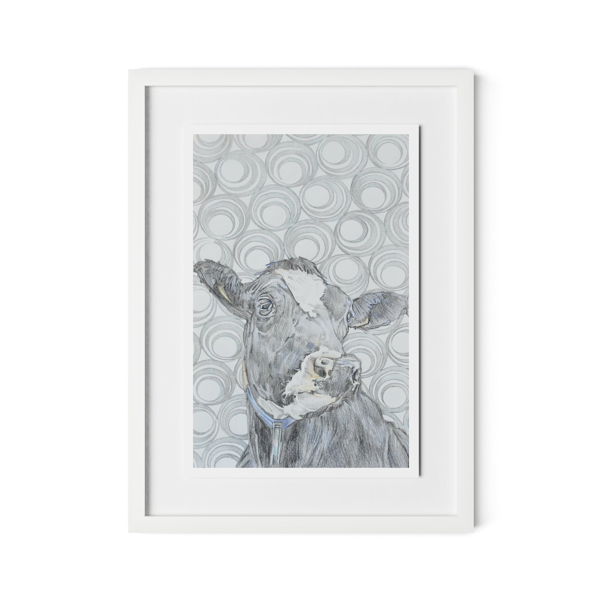 Holy Cow Patt-Ernz Framed Paper / 18 x 24 in / White