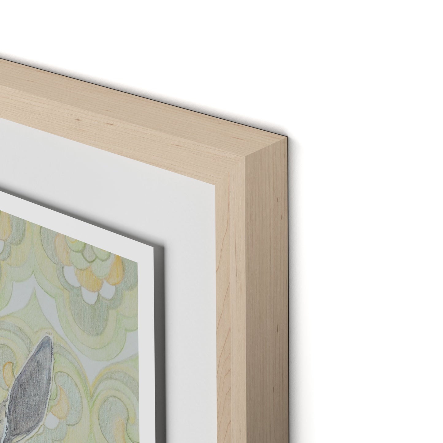 Gazelle Green Framed Paper / 18 x 24 in / Natural Maple