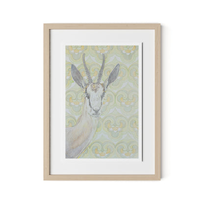 Gazelle Green Framed Paper / 18 x 24 in / Natural Maple