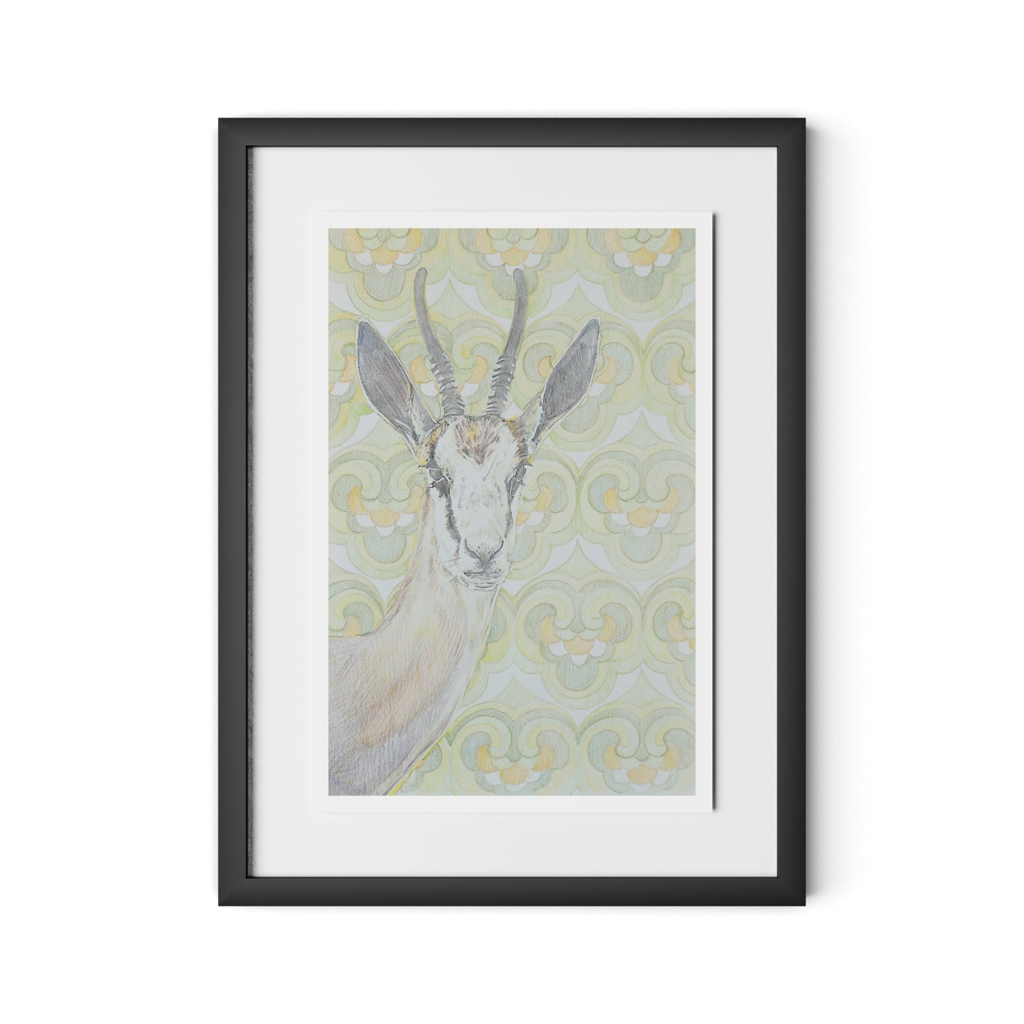 Gazelle Green Framed Paper / 18 x 24 in / Black