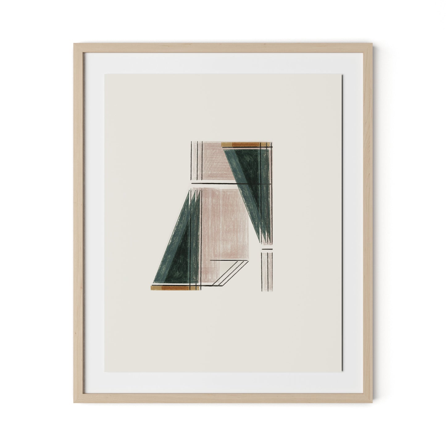 Structure 3 Framed Paper / 26.5 x 32 in / Natural Maple