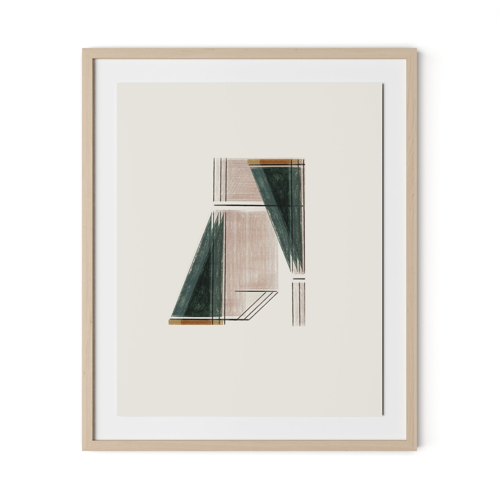 Structure 3 Framed Paper / 26.5 x 32 in / Natural Maple