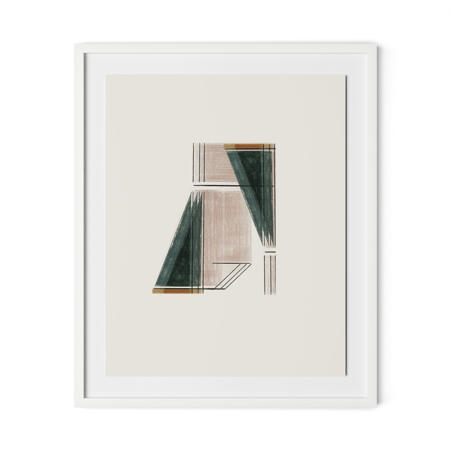 Structure 3 Framed Paper / 26.5 x 32 in / White