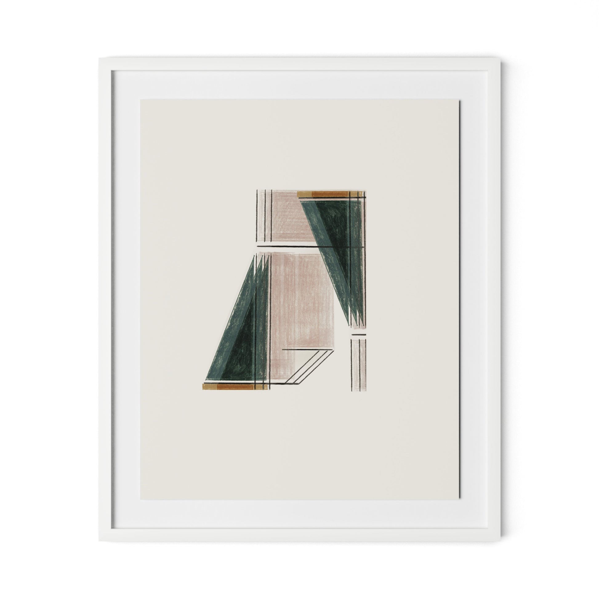 Structure 3 Framed Paper / 26.5 x 32 in / White