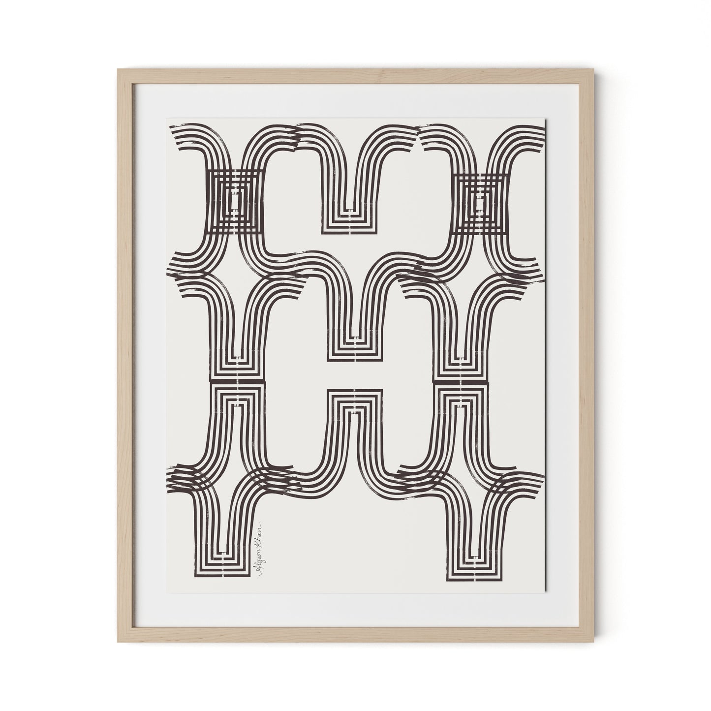 Arcs (Chocolate) Framed Paper / 26.5 x 32 in / Natural Maple