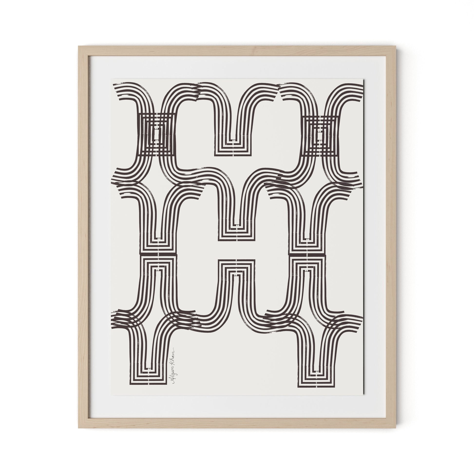 Arcs (Chocolate) Framed Paper / 26.5 x 32 in / Natural Maple