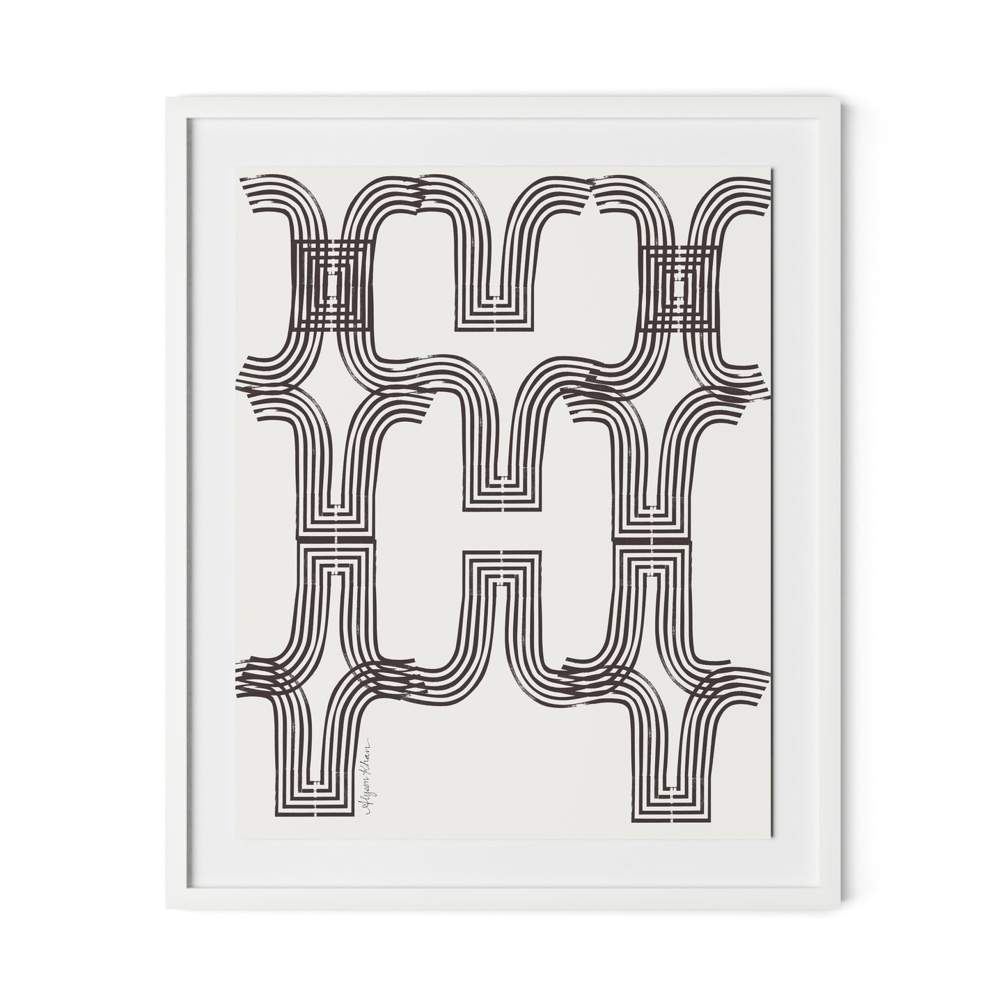 Arcs (Chocolate) Framed Paper / 26.5 x 32 in / White