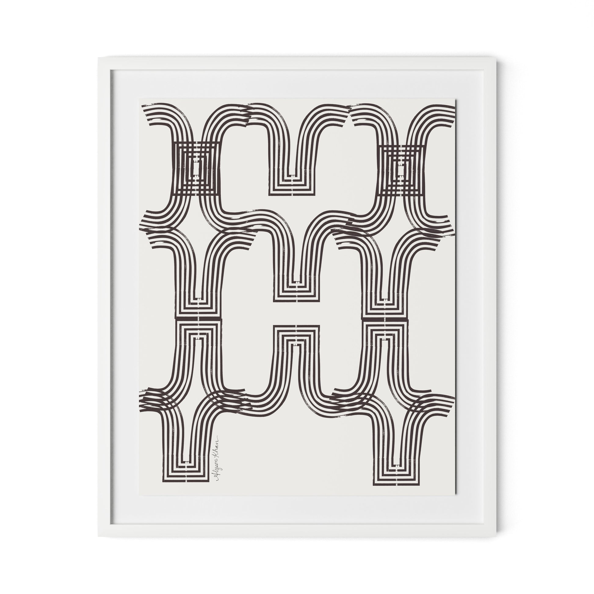 Arcs (Chocolate) Framed Paper / 26.5 x 32 in / White