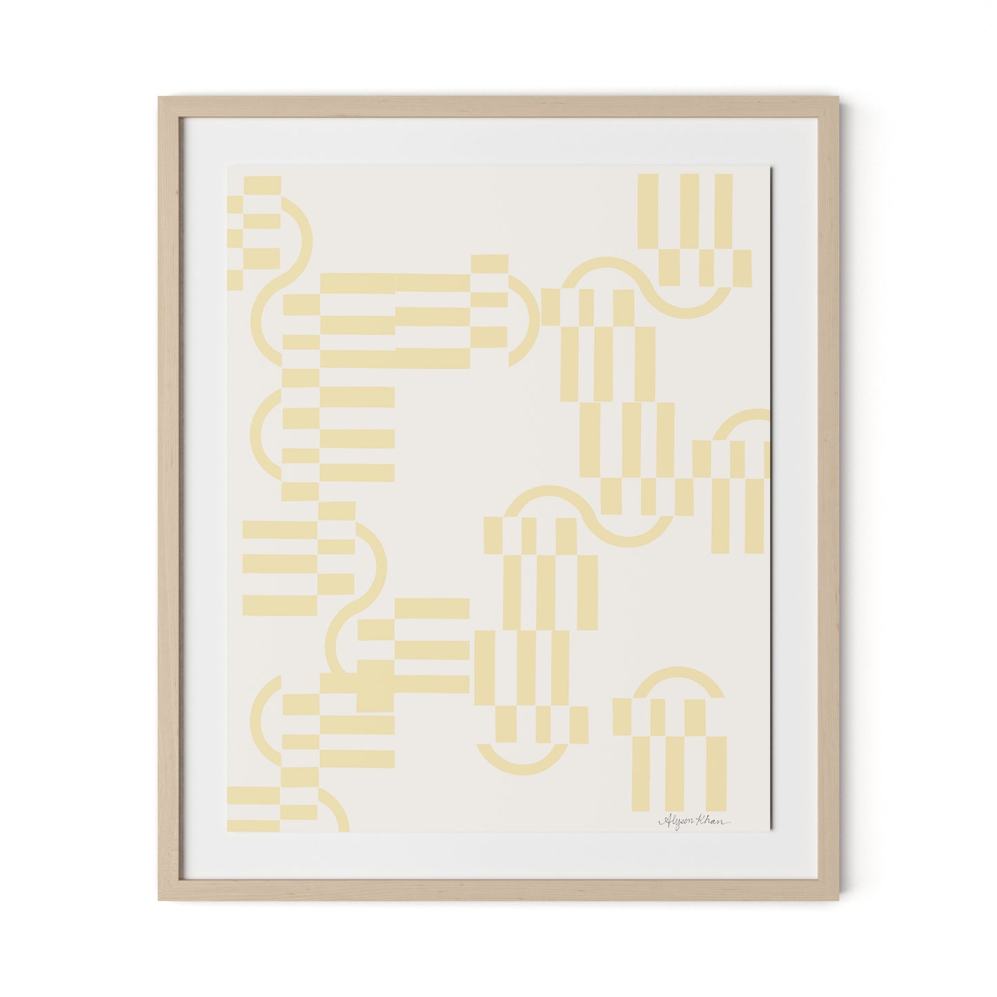 Checkered (Midnight) Terracotta Framed Paper / 27 x 32 in / Natural Maple