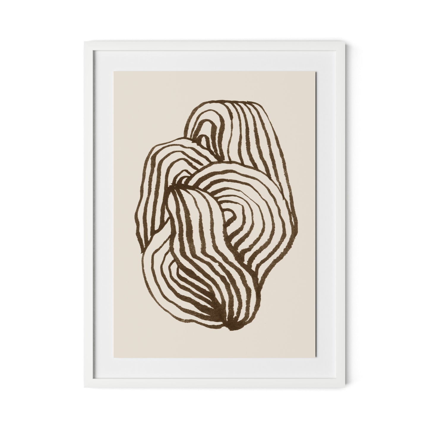 Swirl - Brown Framed Paper / 24 x 32 in / White