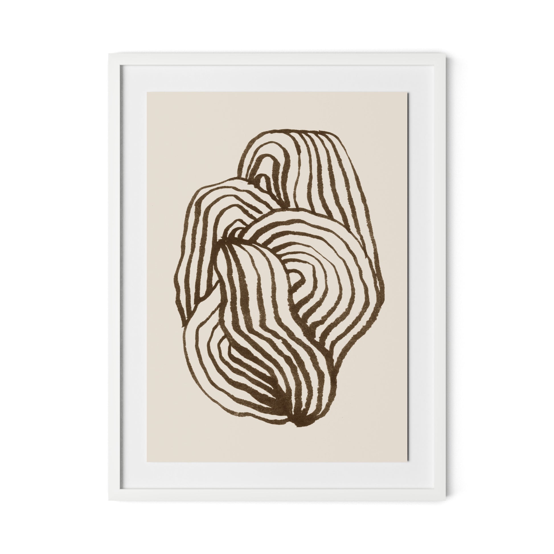 Swirl - Brown Framed Paper / 24 x 32 in / White